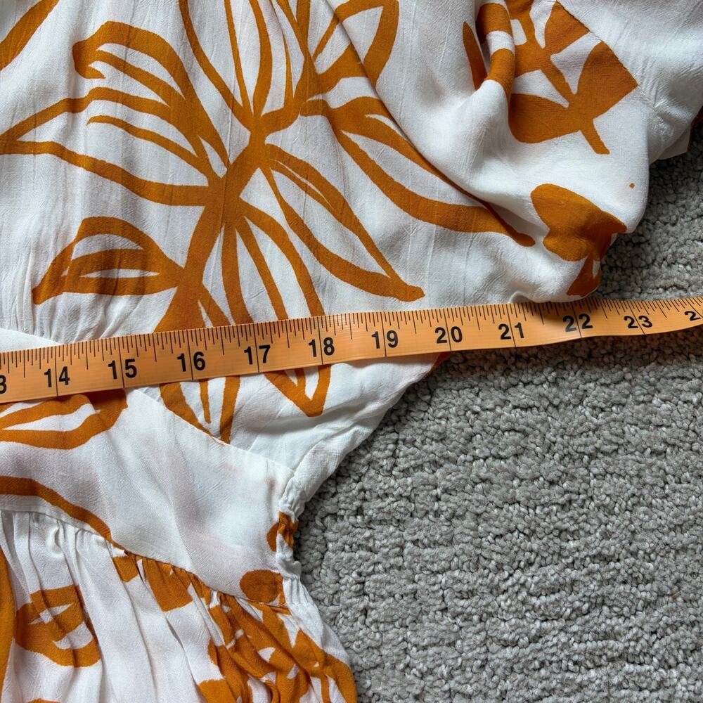 Gillia Floral Coverup Midi Dress White Yellow Size S Blee Sleeve Rayon Handmade - Picture 8 of 10